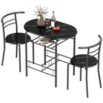 Breakfast Bar Table And Stools Set, Dining Room Set With Shelf | Black