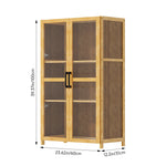 3-tier Narrow Bookcase Storage Cabinet With Acrylic Double  Door