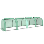 Tunnel Greenhouse Steel Frame For Garden W/ Zipper Doors | Green