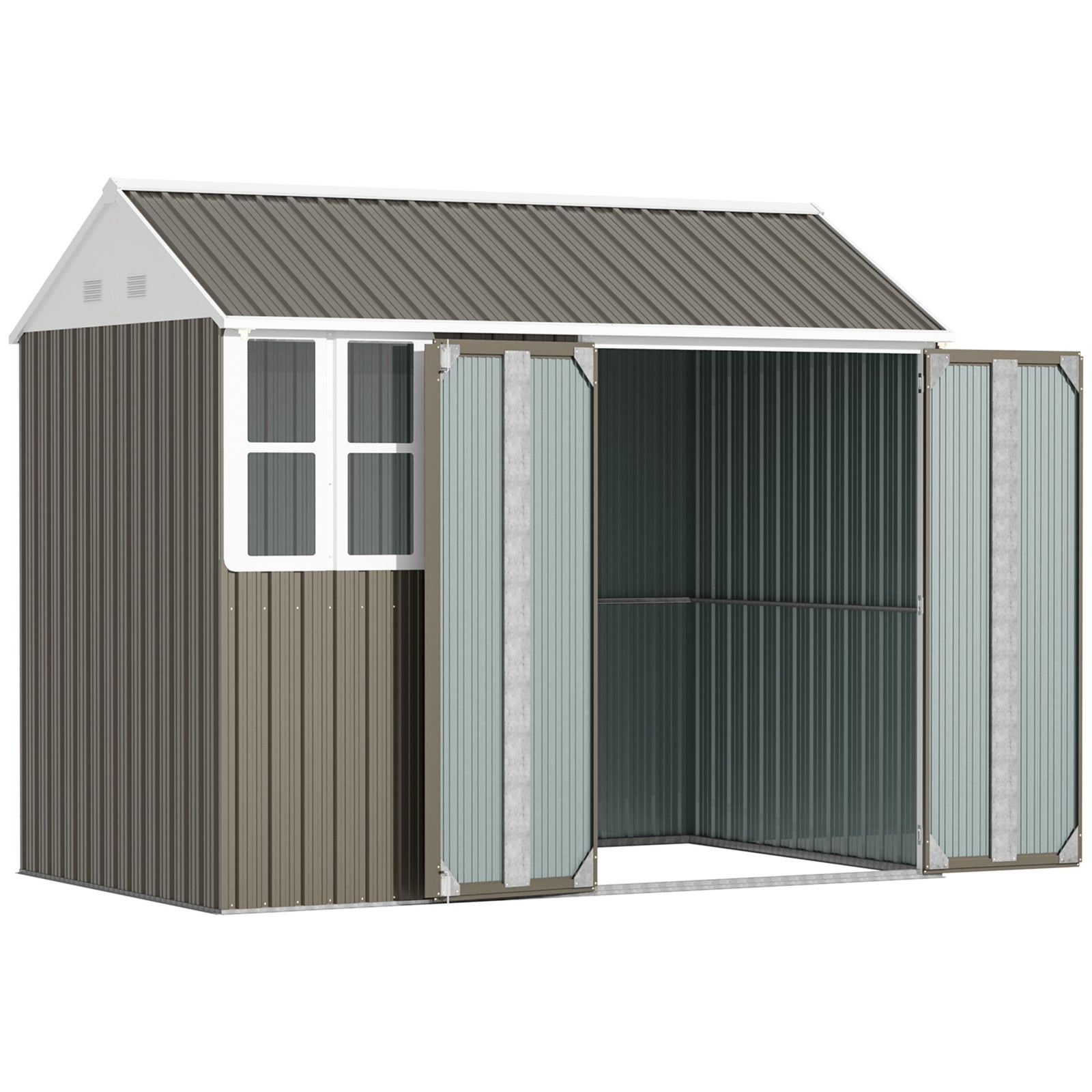 8x6 Ft Metal Garden Shed Outdoor Storage Shed W/doors Window