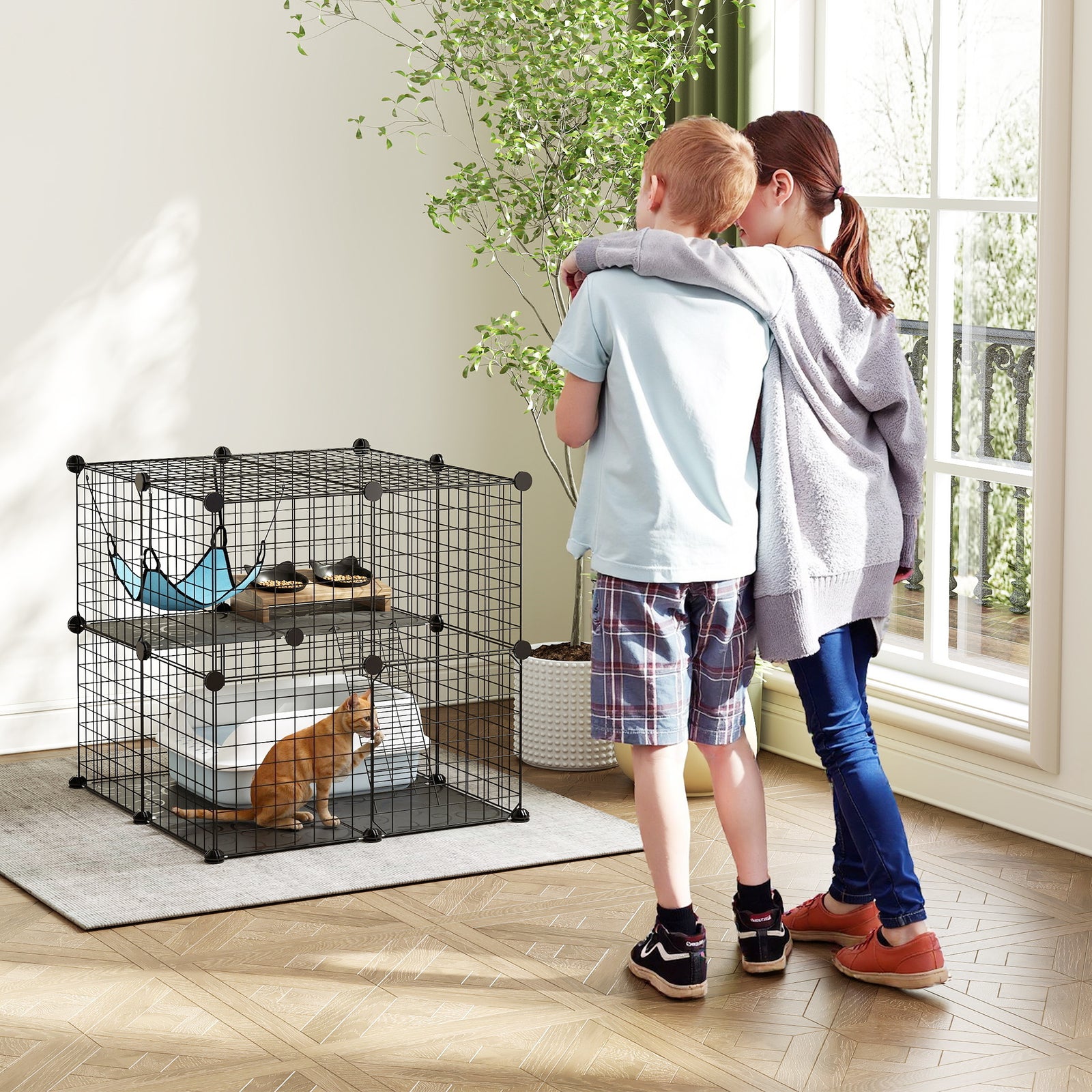 Indoor Cat Cage With Diy Customisable Design | 70cm | Black
