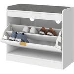 HOMCOM Shoe Bench With 1 Flip Drawer, Cushion, 5 Pairs For Entryway