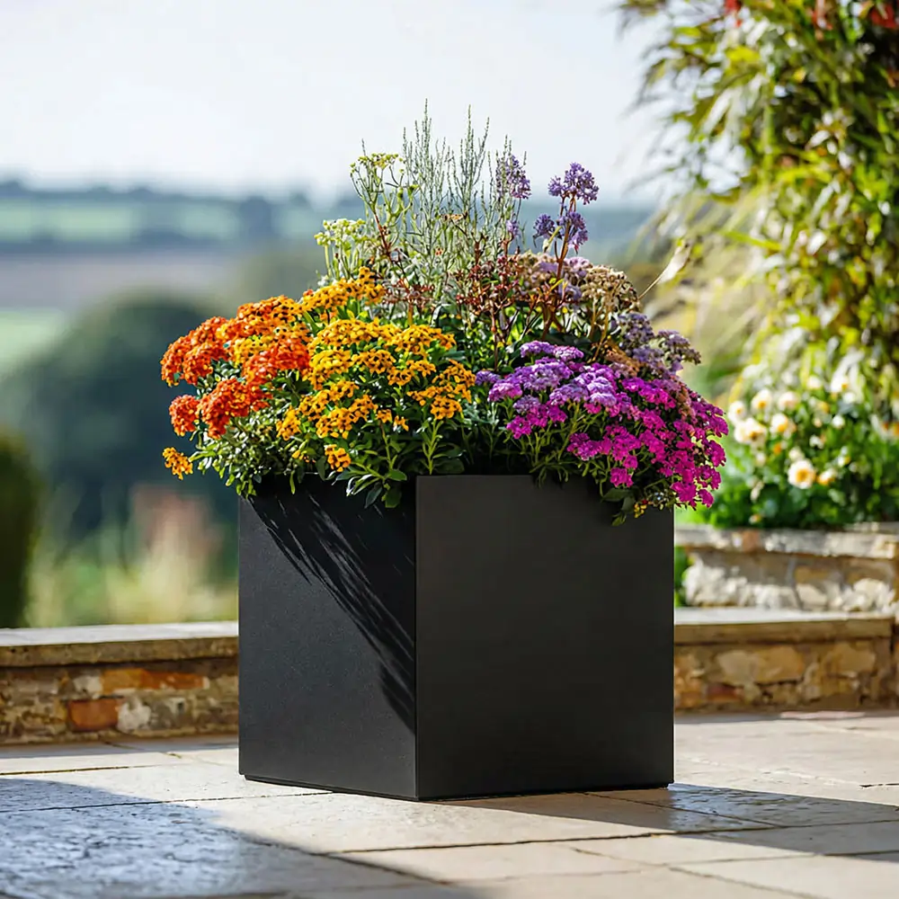 Zinc Galvanised Square Planter | 60cm x 60cm x 60cm | Matte Black