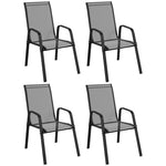 Set Of 4 Garden Dining Chair Set Outdoor With High Back