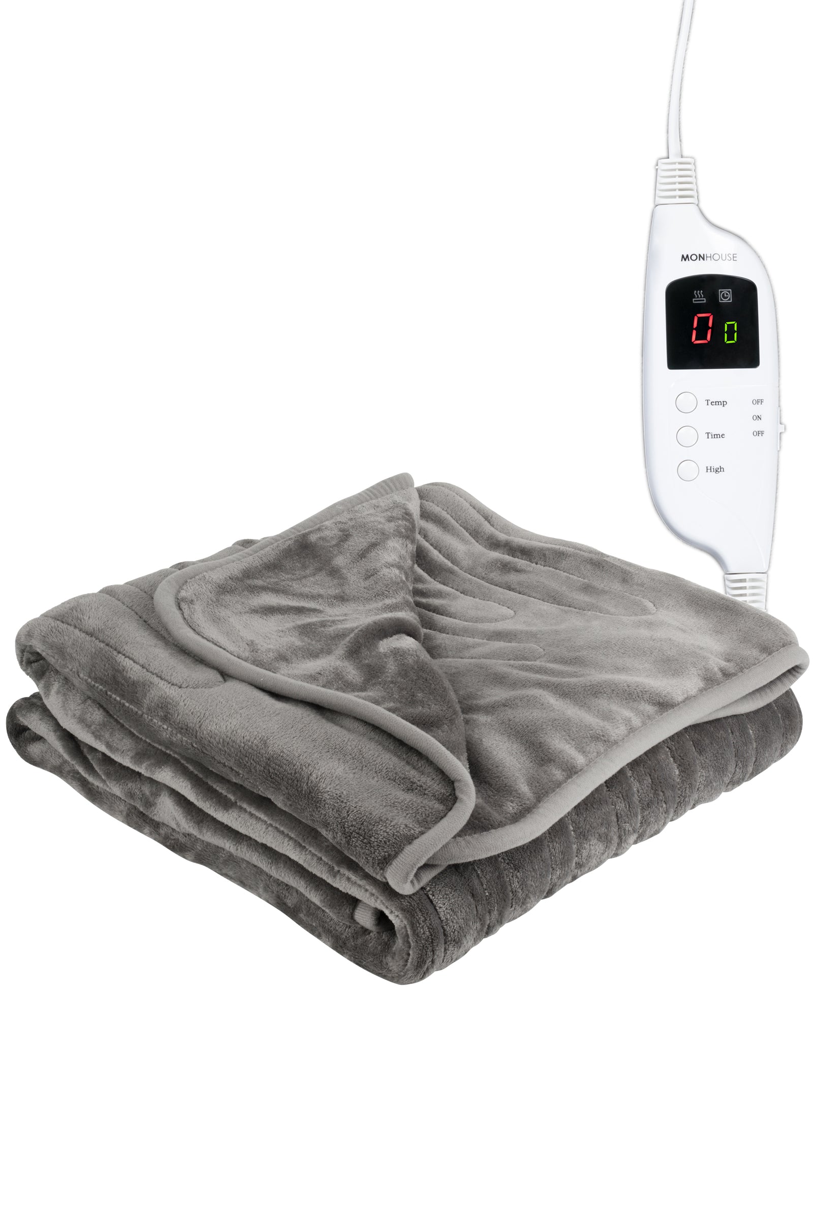 Heated Electric Throw 9h Timer 9 Heat Setting Fleece Blanket | Single | Grey
