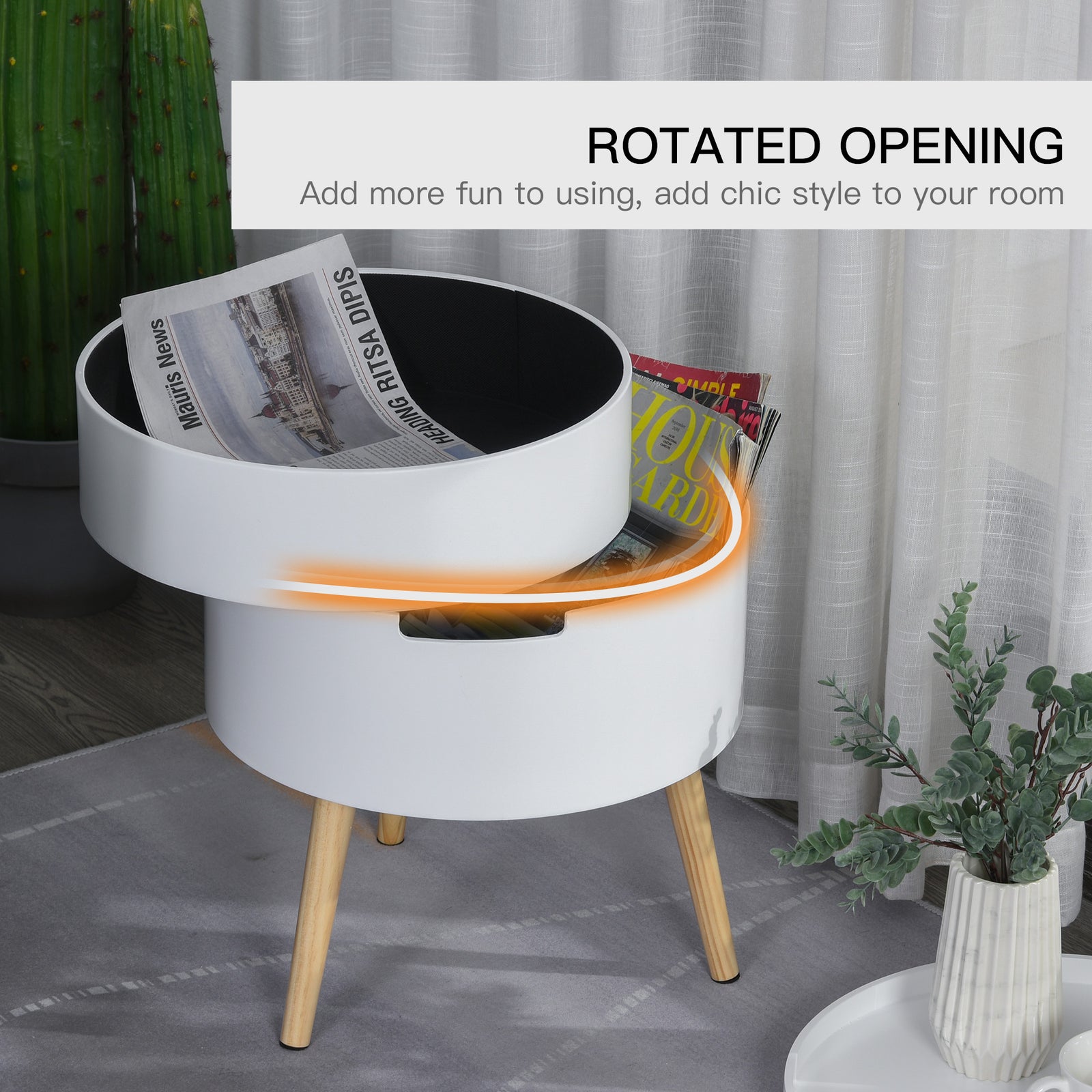 Side Coffee Table, Detachable Tray