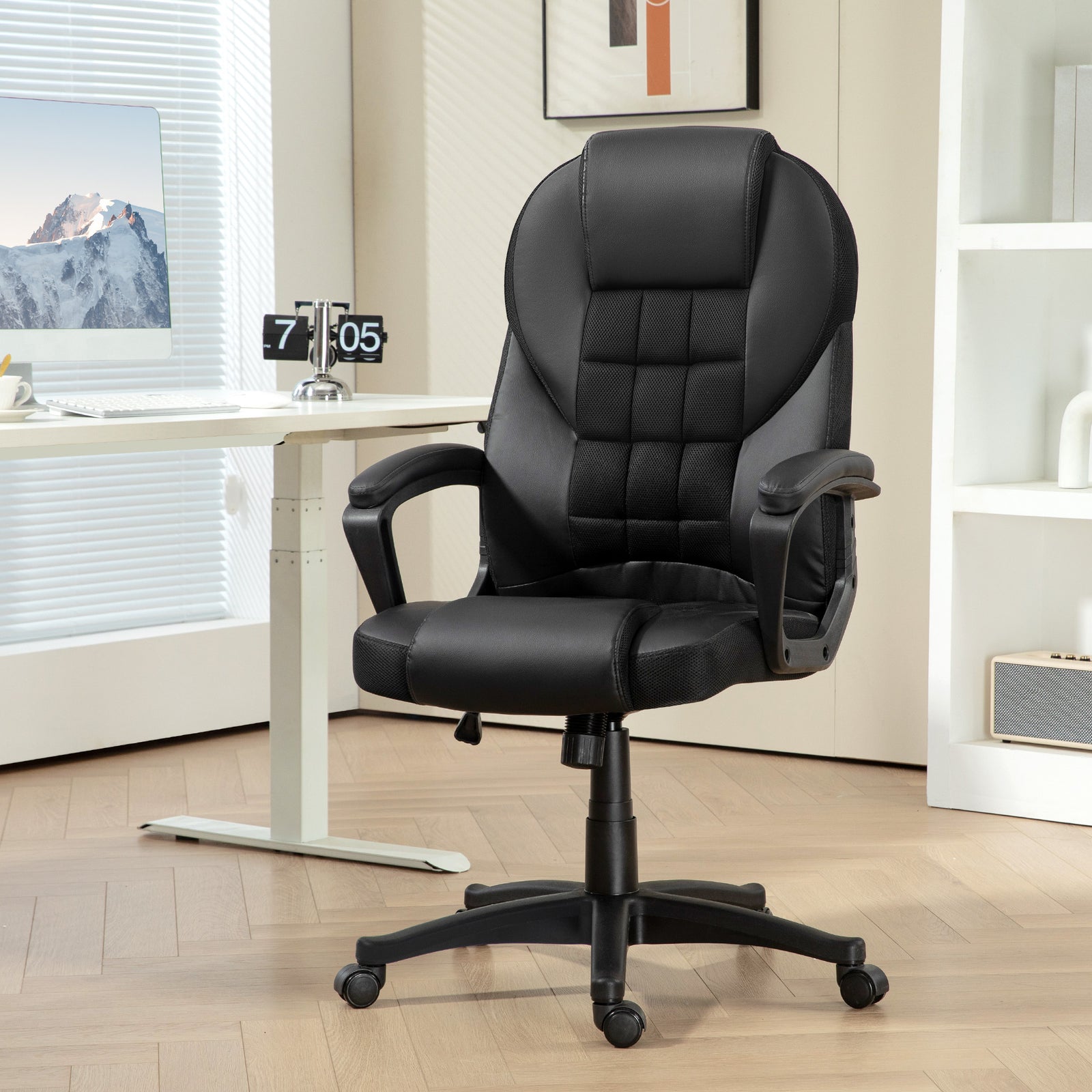High Back Pu Executive Leather Desk Hair | Black