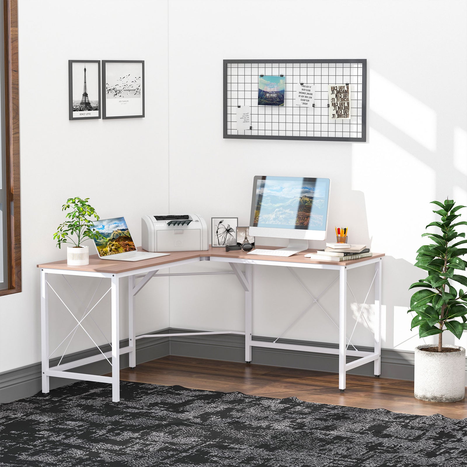 Corner L-shape Desk Computer Pc Workstation Writing Table | White