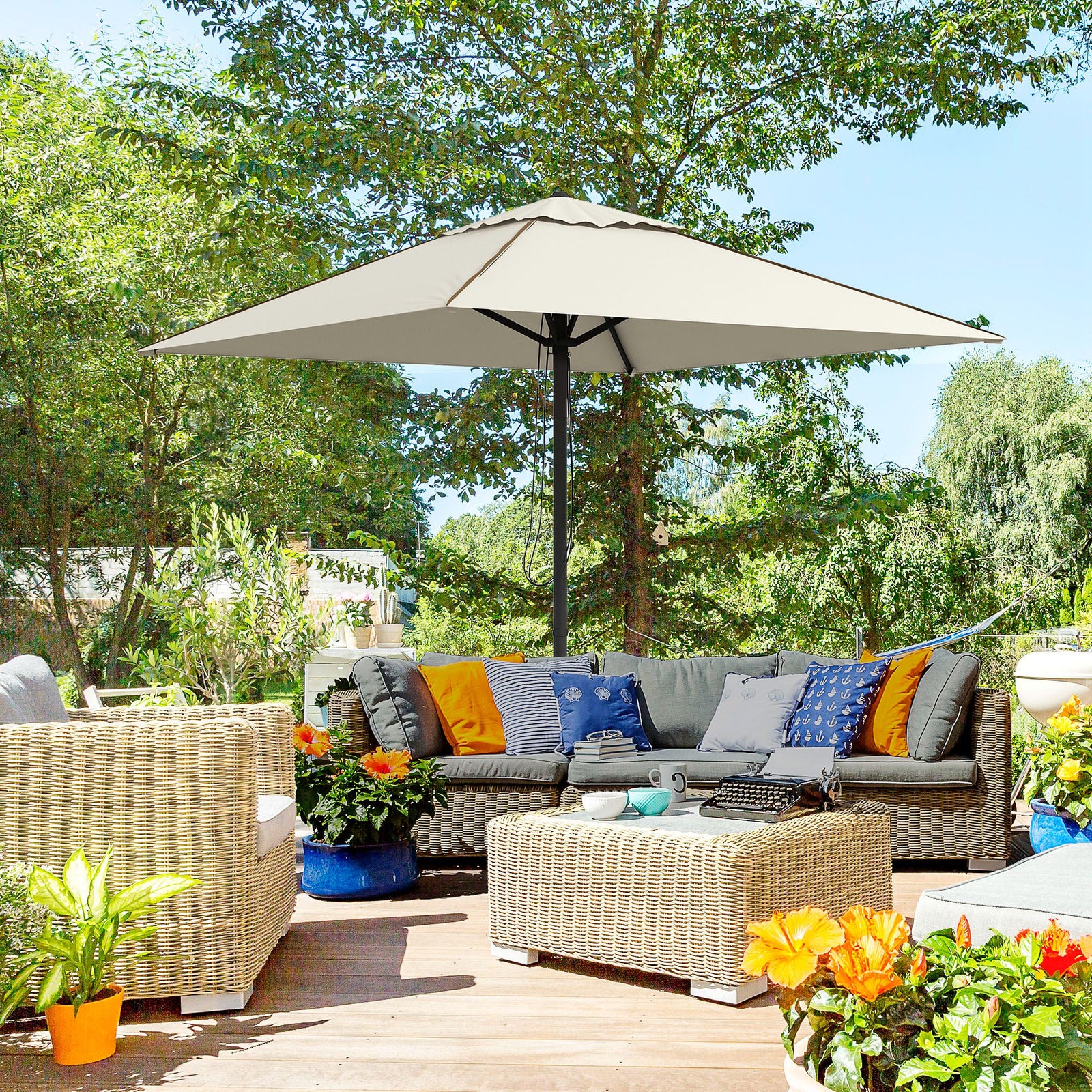 Outdoor Parasol W/ Vent And Piping | Beige