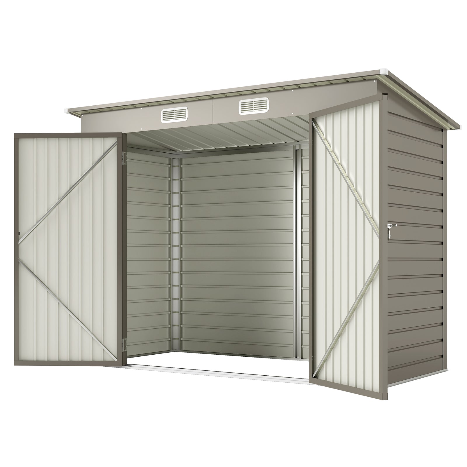 8 X 4ft Metal Garden Shed With Lockable Door, Vent & Padlock