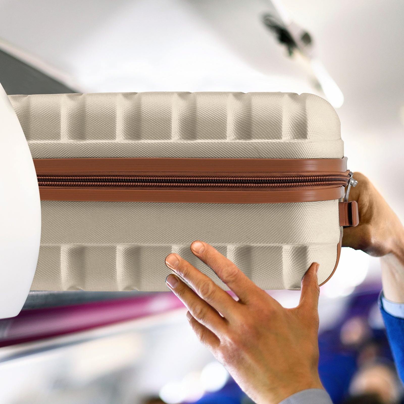 45x36x20cm Lightweight Underseat Cabin Carry On Suitcase - 100+ Airline Approved - Hard Shell Luggage - 4 Wheels | 45 x 36 x 20cm | Cream