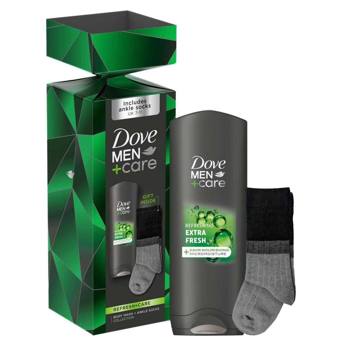 Refresh And Care Face And Body Wash With Socks Gift Set For Him | Set of 2