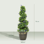 HOMCOM Set Of 2 Decorative Artificial Plants With Lavender And Pot, 90cm
