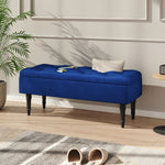 Velvet Upholstered Storage Bench With Button-tufted Seat And Rubberwood Legs | Royal Blue