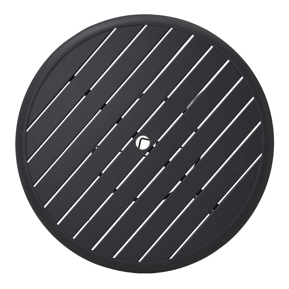 Round Garden Metal Slatted Coffee Table - 80cm Dia X 73cm