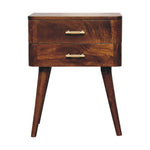 Solid Wood Chestnut T-bar Nordic Bedside