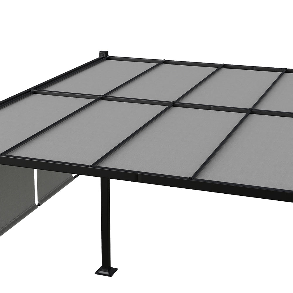 Breeins 3m X 3m Garden Pergola With Retractable Canopy, Uv & Water-resistant Canopy Pa-coated Polyester Roof,Heavy-duty Steel Frame Patio Gazebo