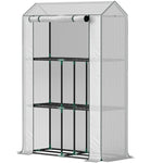 3 Tier Mini Greenhouse W/ Pe Cover, Roll-up Door | White