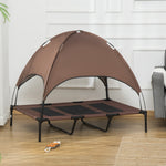 Pawhut 122cm Elevated Dog Bed Cooling Raised Pet Cot Uv Protection Canopy | Brown