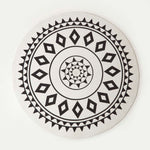 Lia White & Black Mandala Handoven Cotton Rug Round | 150cm | Black & White