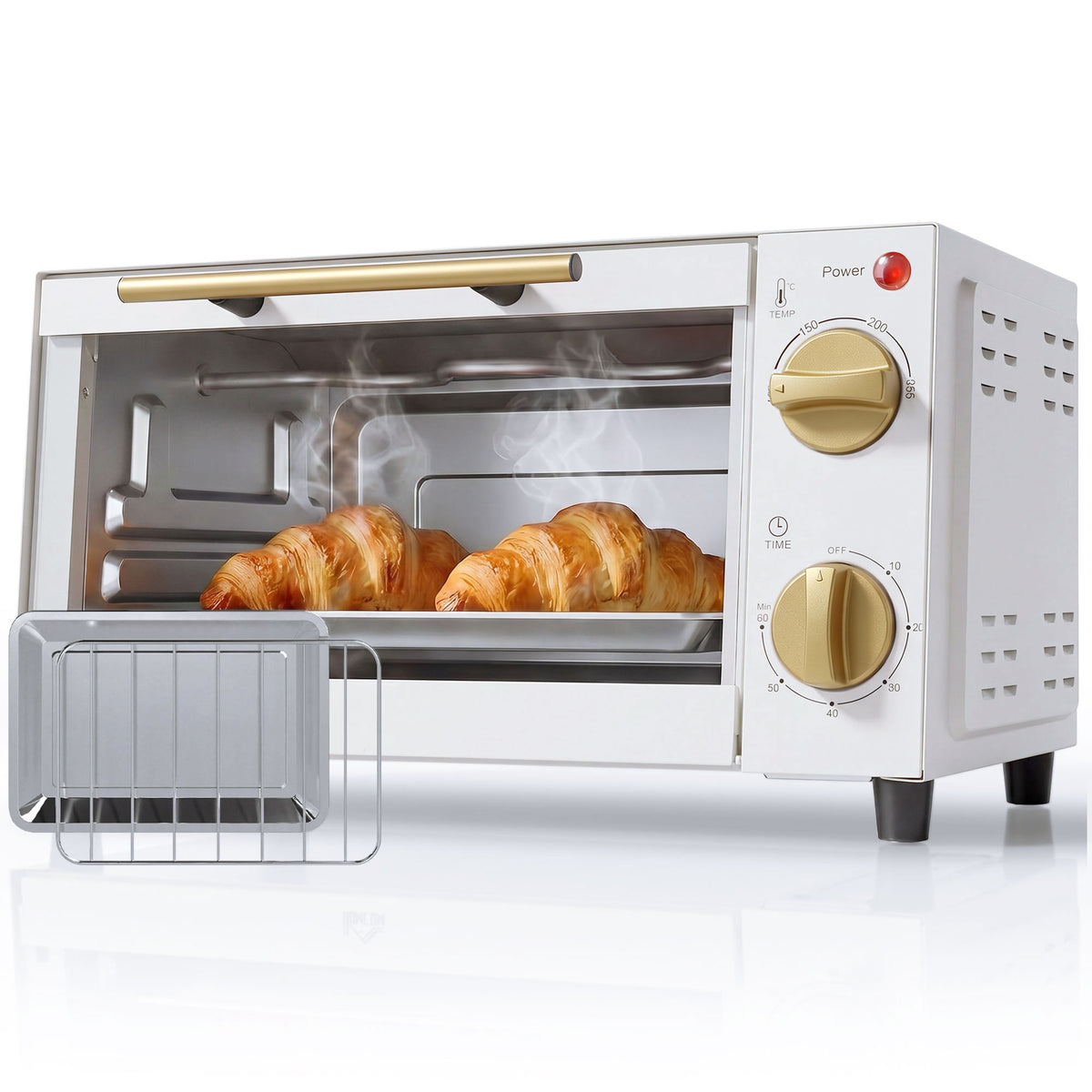 HOMCOM Mini Oven 9l Countertop Toaster Oven With Timer Control 750w White