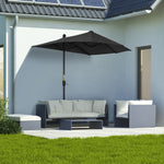 2m Half Balcony Parasol W/ Double Canopy & Base | Black