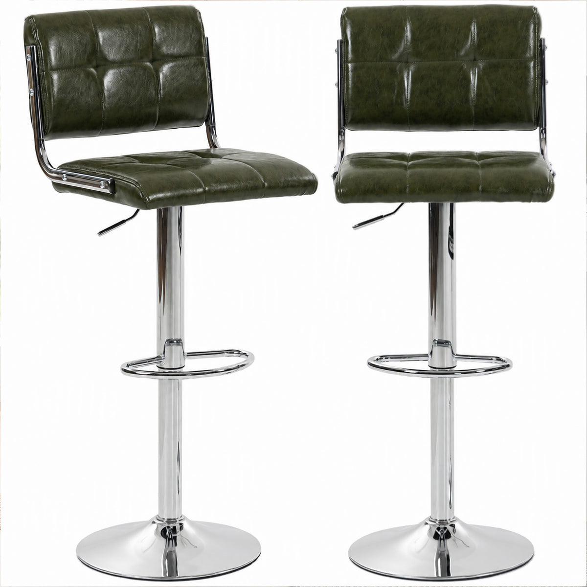 HOMCOM Adjustable Bar Stools Set Of 2 With Backrest