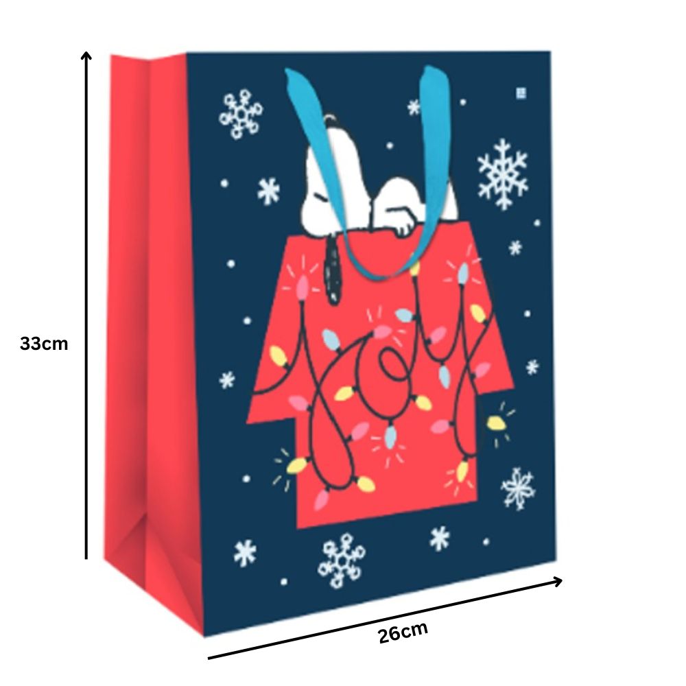 Peanuts Snoopy Christmas Medium Gift Bag Official Product