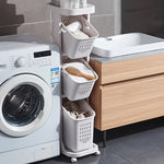 4-tier Storage Rack Laundry Basket With Wheels | White