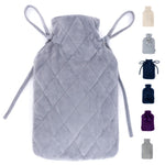 Diamond Stitch 2l Hot Water Bottle With Grey Microfiber Washable Cover