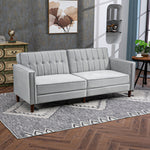 Convertible Sofa Futon Velvet Touch Tufted Couch Sofa Bed | One Size | Charcoal Gray