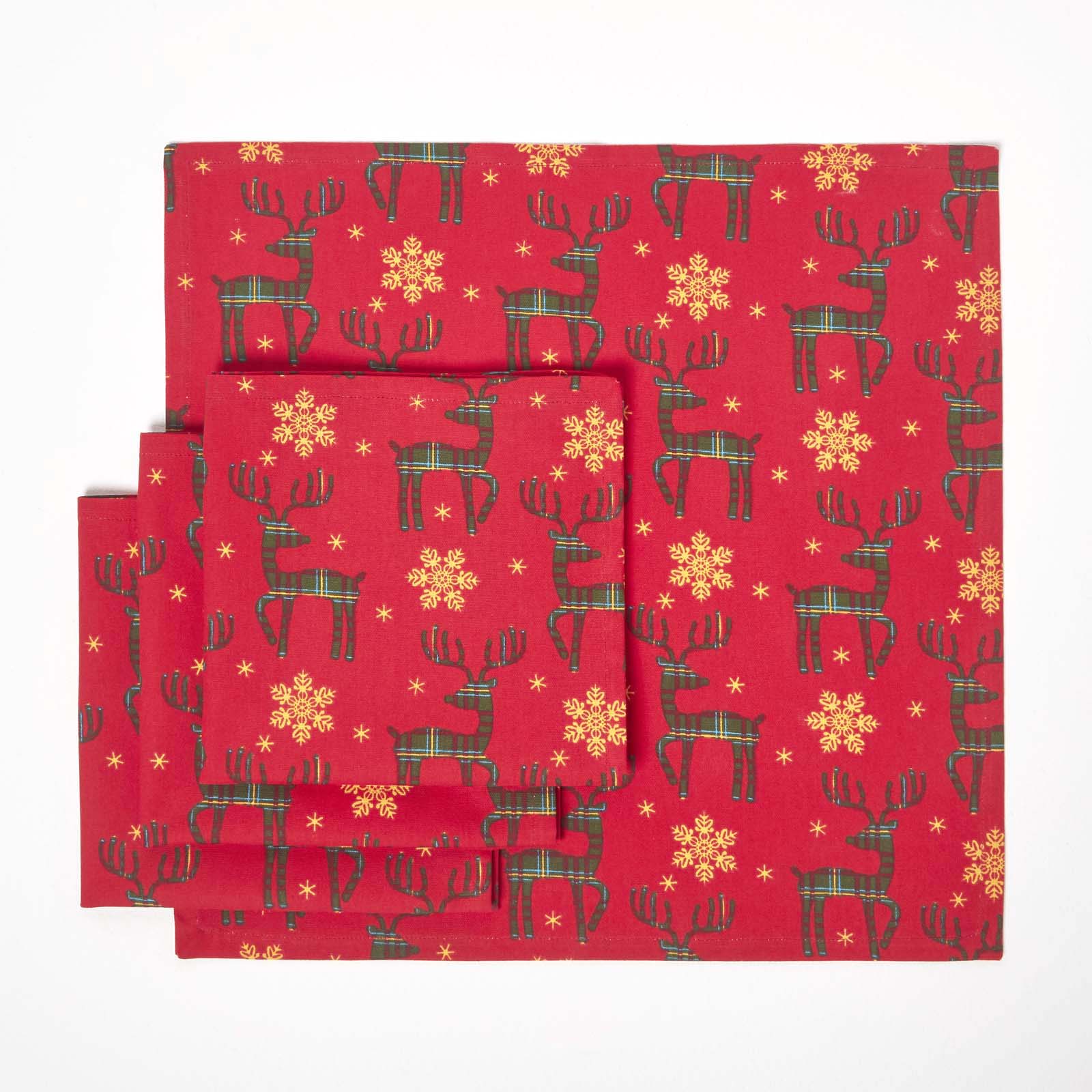 Red Reindeer Christmas Napkins, Set Of 4