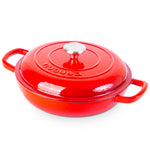 Shallow Cast Iron Casserole With Lid - 2.3-quart (26 Cm) | Red