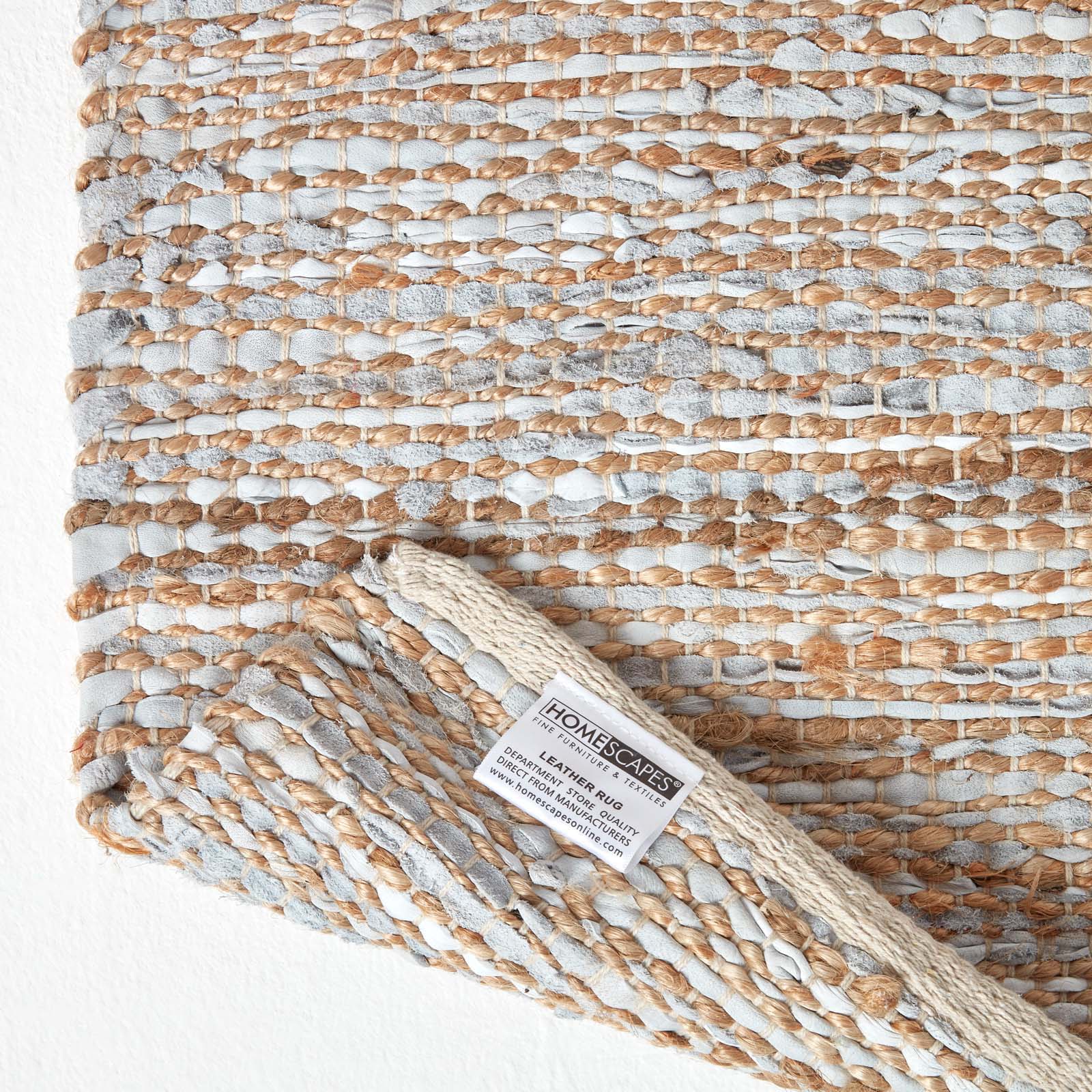 Madras Leather Hemp Rug | 150cm x 95cm | Natural