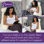 Luxurious Xl Reading Pillow Detachable Headrest, Soft Ribbed Faux Fur, Memory Foam Cuddle Cuddle Cushion Backrest | XL | Cream