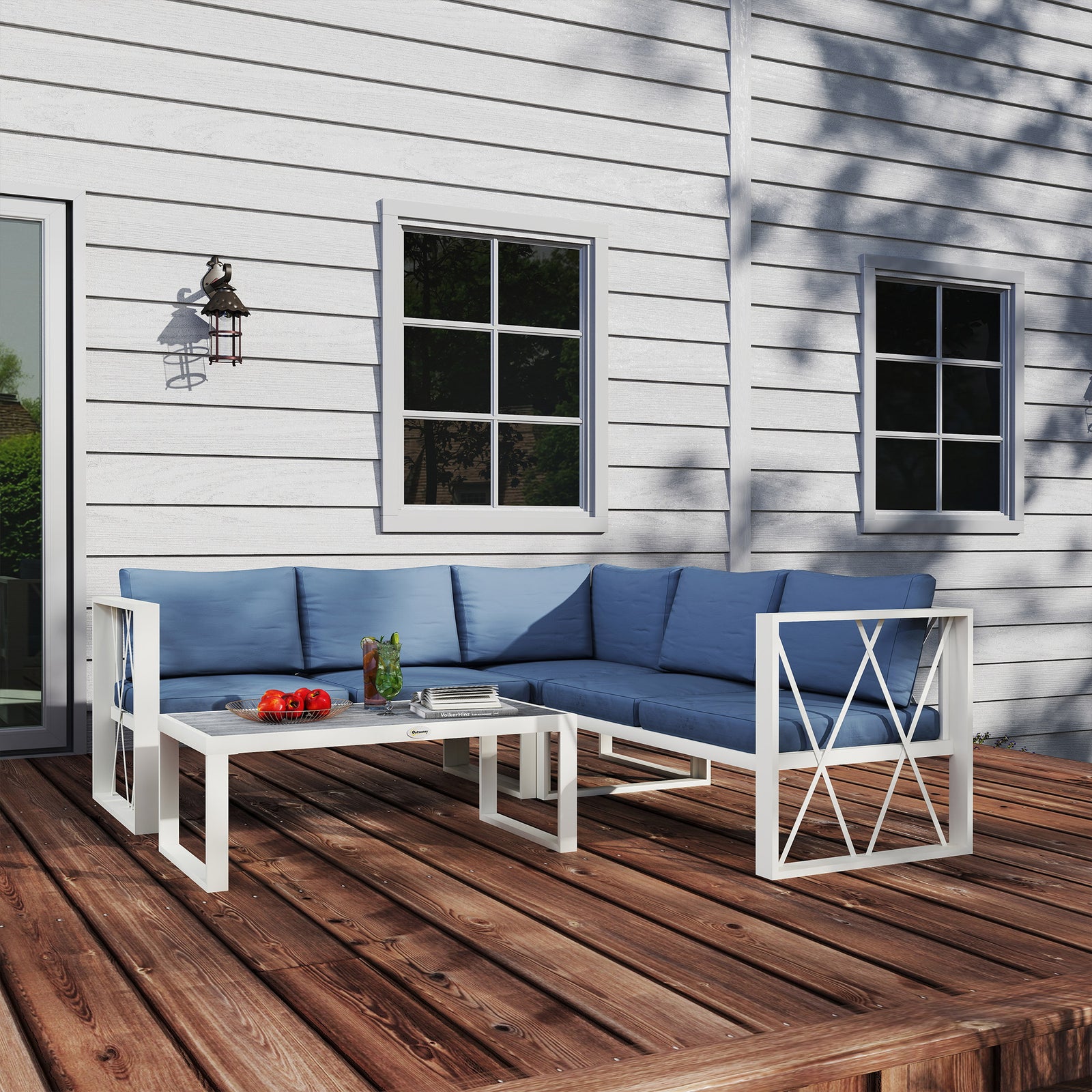 5 Seater Sectional Outdoor Sofa Set W/ Loveseats For Garden