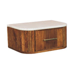 Beaumont Wall-mounted Bedside, 1 Drawer, Beige and White | Brown