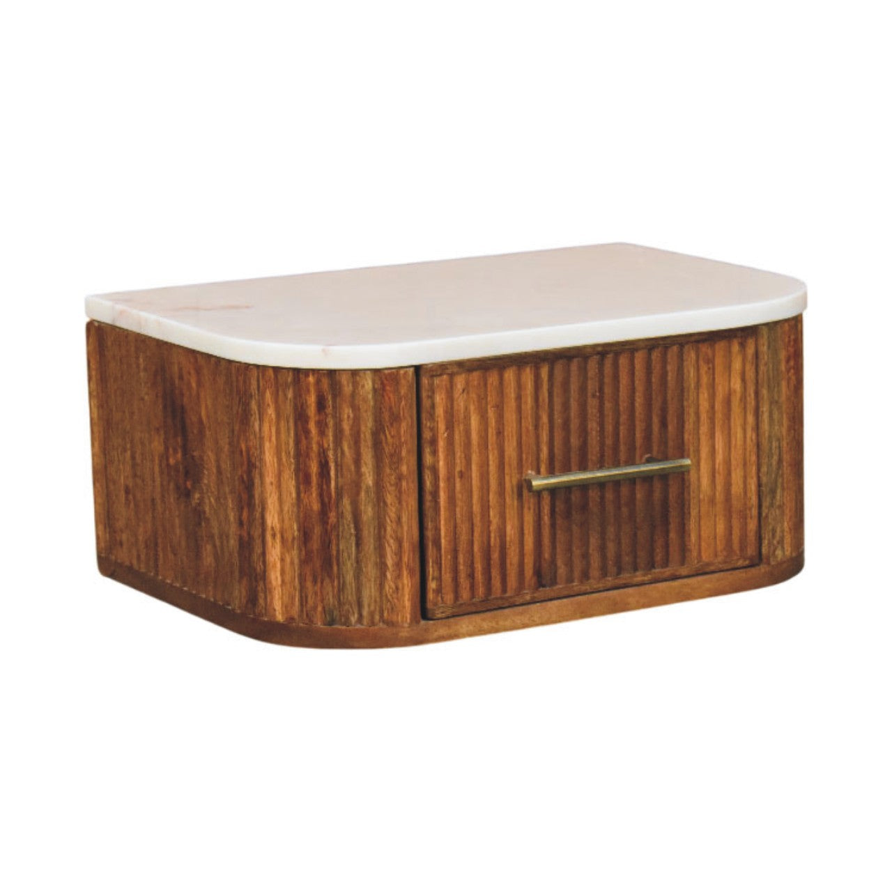 Beaumont Wall-mounted Bedside, 1 Drawer, Beige and White | Brown