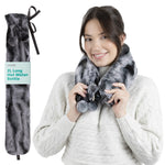 Livivo Grey Extra Long 2l Hot Water Bottle With Soft Washable Faux Fur Cover
