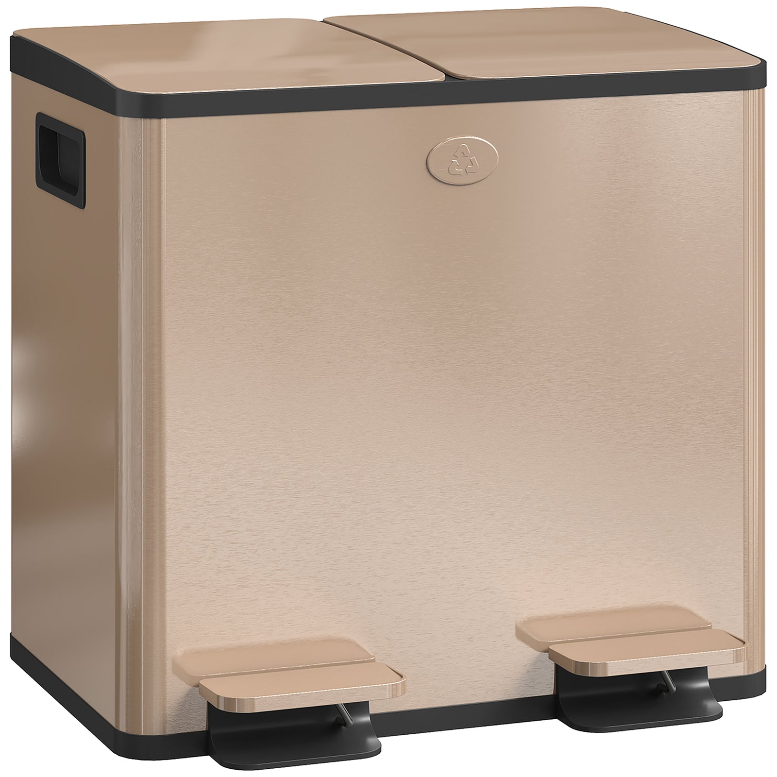 2 X 15l Dual Kitchen Bin Pedal Bin For Recycling And Waste | Gold