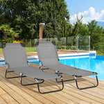 Folding Sun Loungers Set Of 2 With Adjustable Backrest | Dark Gray