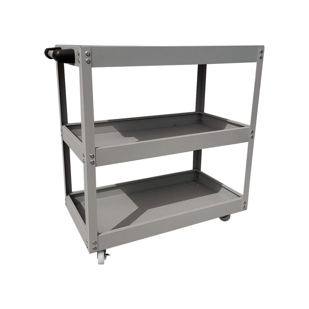 Tool Storage Heavy Duty Durable Garage Trolley Workshop 3 Tier Wheel Cart Shelf | Grey