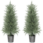 Set Of 2 Artificial Cypress Trees With Pe Leaves For Indoor Outdoor