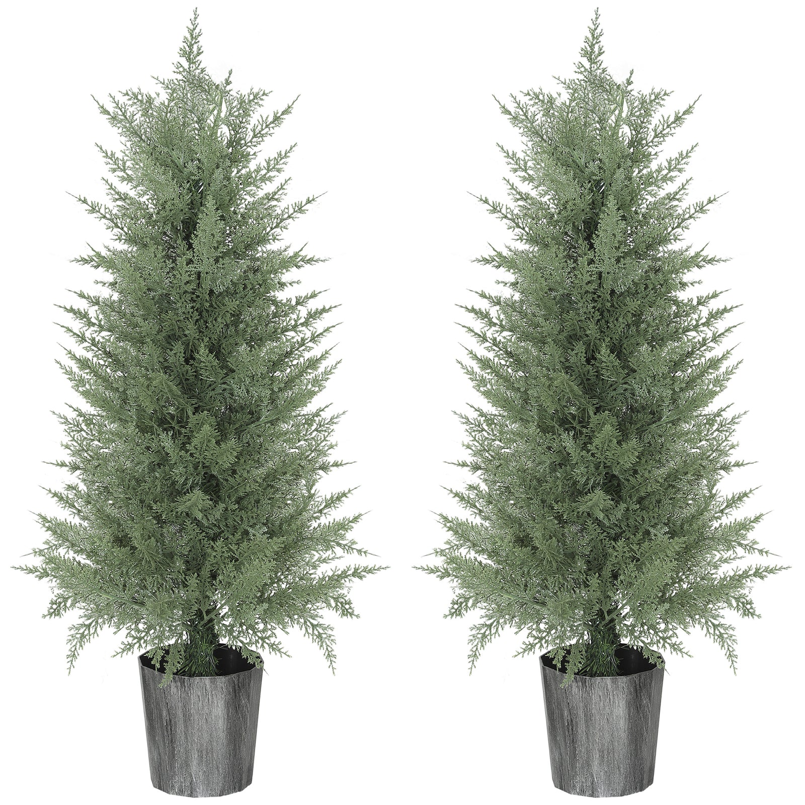 Set Of 2 Artificial Cypress Trees With Pe Leaves For Indoor Outdoor