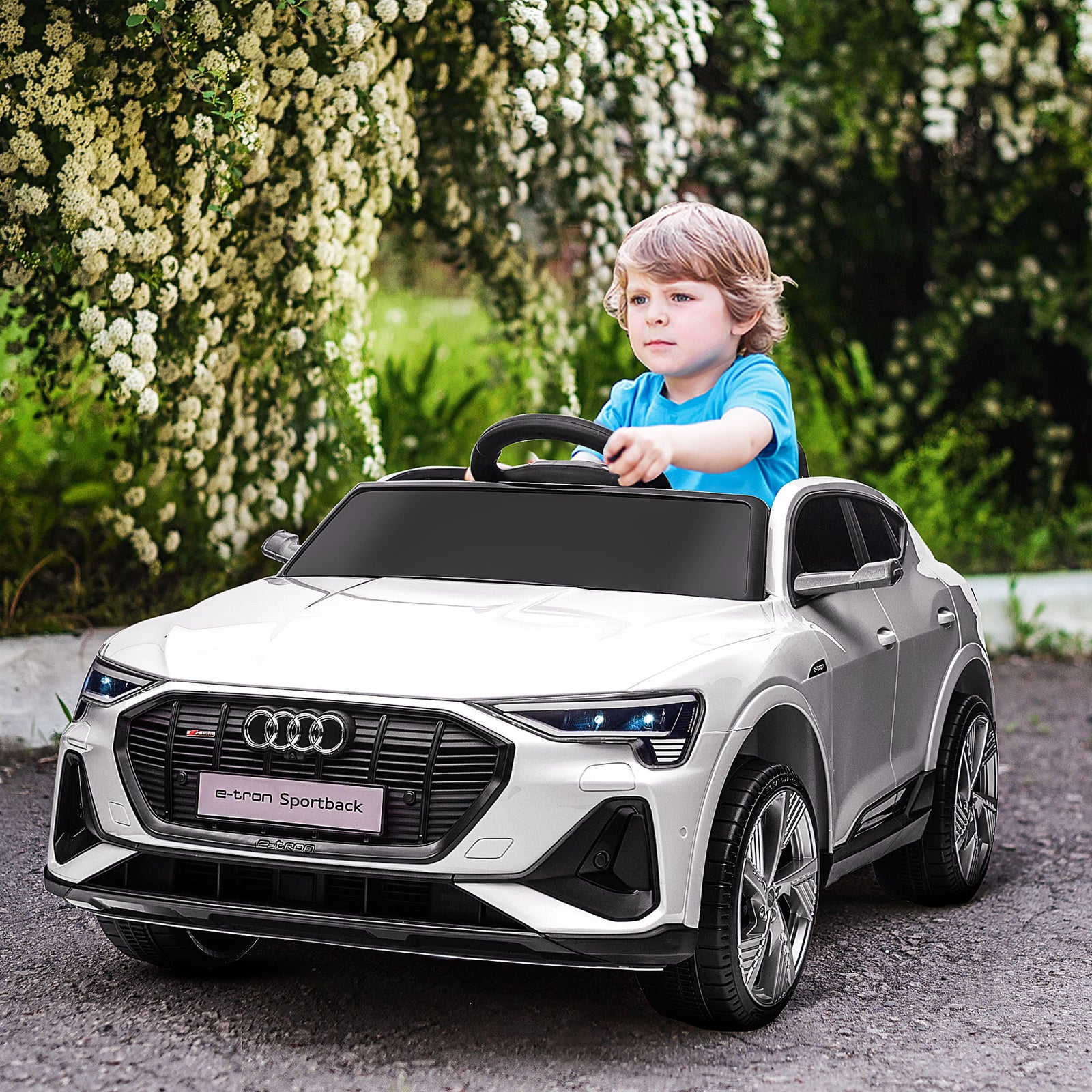 12v Kids Electric Ride-on Car/ W Remote Control, Lights, Music | White