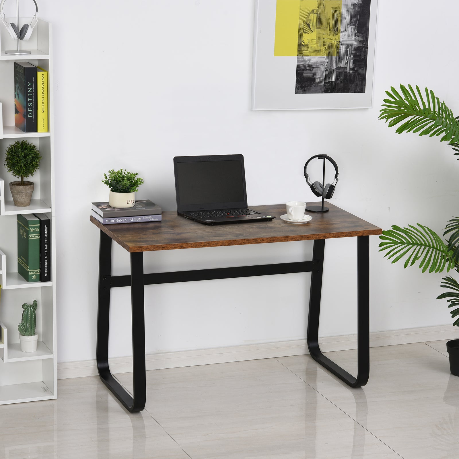 Industrial Writing Desk, Metal Legs, Home Office