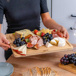BlauKe Wood Cutting Board For Kitchen - 38x25cm Large Bamboo Cutting Board With Juice Groove And Handles - Wooden Chopping Board