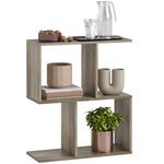 Side Table, Narrow End Table With Storage Shelves | Grey