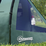 3-4 Persons Tunnel Tent, Two Room Camping Tent W/ Windows | Green