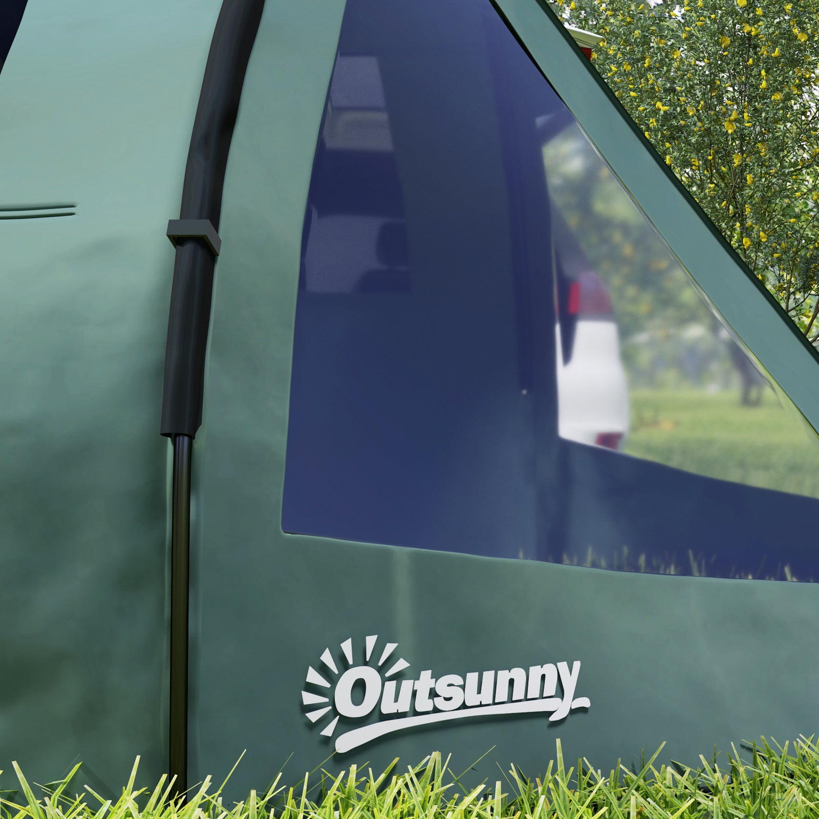3-4 Persons Tunnel Tent, Two Room Camping Tent W/ Windows | Green